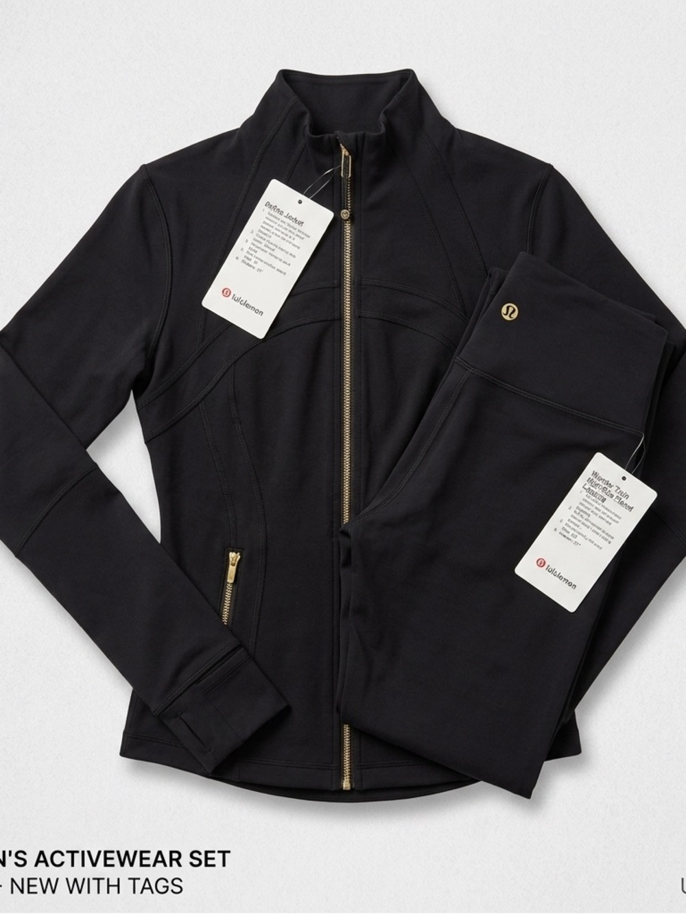 Lululemon athletica Black Zip Jacket with Gold Hardware